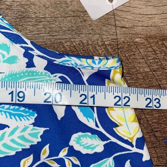 Croft‎ & Barrow Womens Floral Split Neck Sleeveless Dress Blue Size Large NWT - Picture 7 of 8